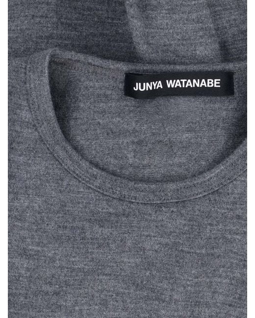 Junya Watanabe Blue Asymmetrical Ruched Long Sleeve Sweater