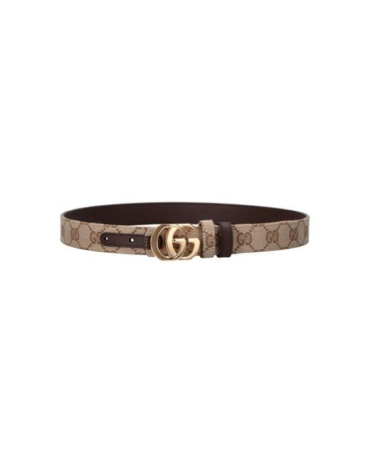 Gucci White Reversible Belt "Cut Gg Marmont"