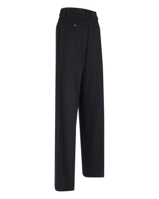 MM6 by Maison Margiela Blue High-Waisted Tailored Pants With Wide-Leg Silhouette