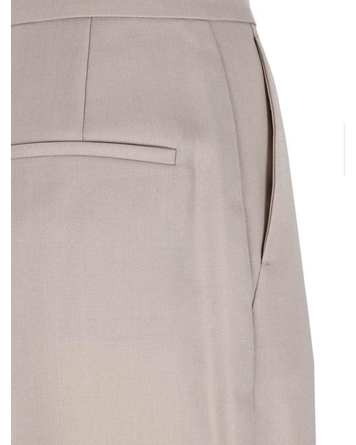 Max Mara White Tailored Wool Blend Pants