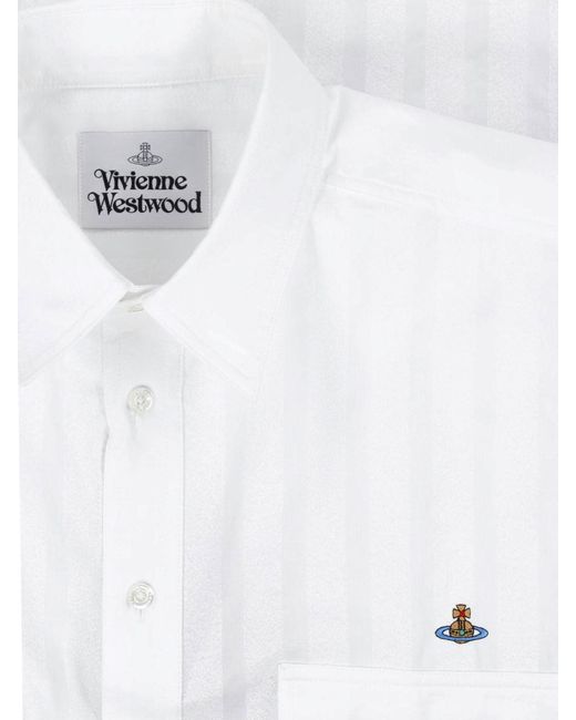 Vivienne Westwood White Achilles Striped Cotton Shirt for men