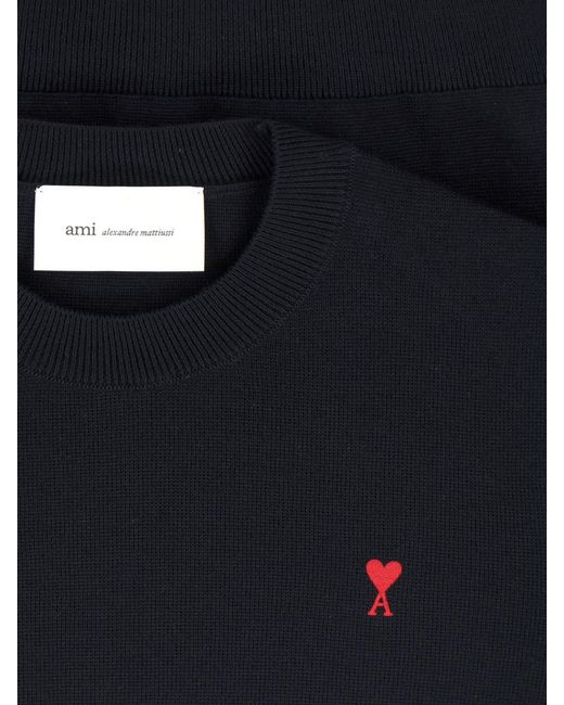 AMI Blue Ami De Coeur Fitted Sweater for men