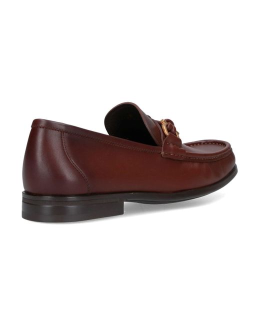 Ferragamo Brown Sleek Leather Loafers With-Tone Detailing for men