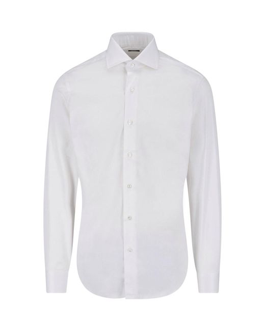 Barba Napoli White Cotton Shirt for men