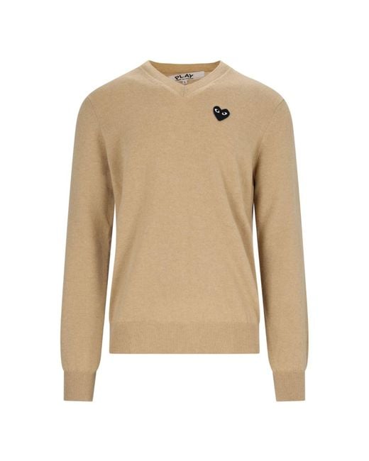 COMME DES GARÇONS PLAY Natural Heart Patch Crewneck Wool Sweater for men