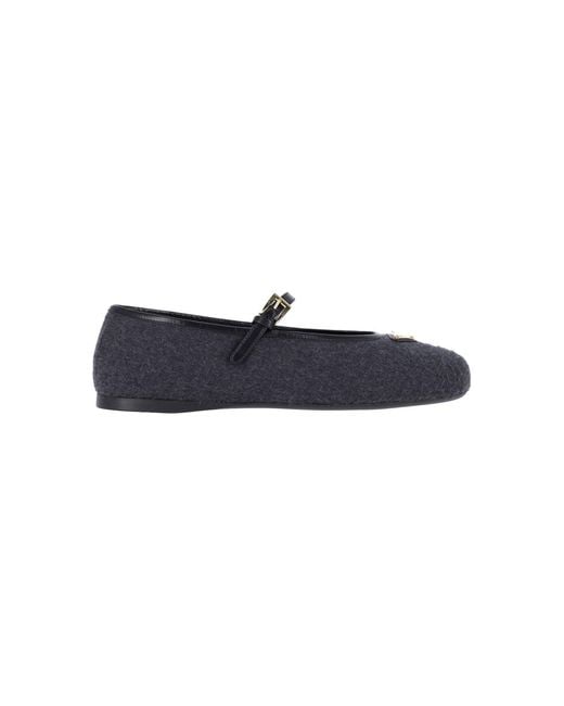 Prada Blue Logo Ballerinas