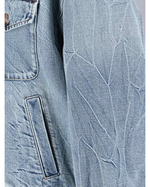 Giacca In Denim Logo di Miu Miu in Blue