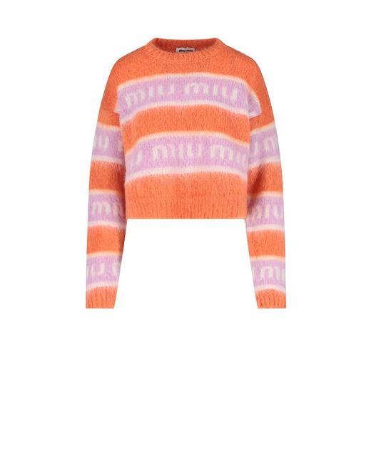 Maglione Logo di Miu Miu in Orange
