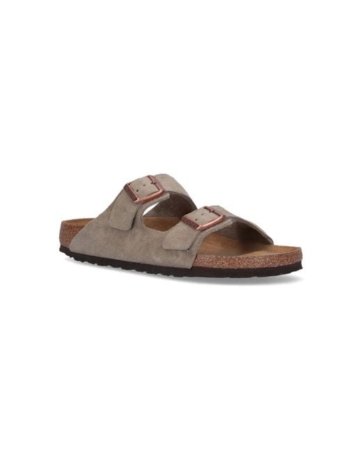 Birkenstock Gray Suede Two-Strap Slide Sandals