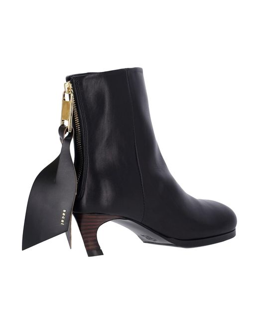 Sacai Black Puller Ankle Boots