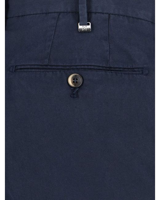 PT Torino Blue Cotton Blend Trousers for men