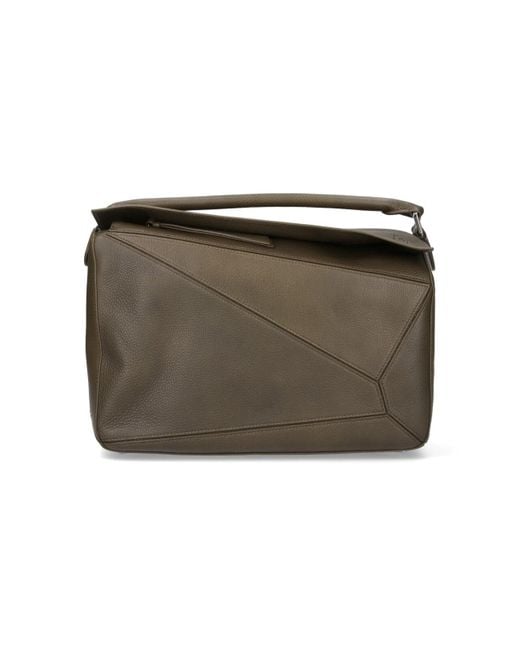 Borsa Grande "Puzzle Edge" di Loewe in Green da Uomo