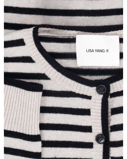 Lisa Yang Black Striped Cashmere Cardigan