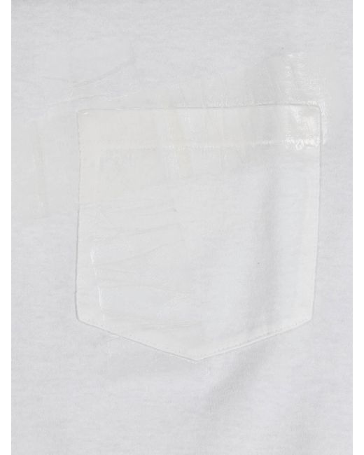 Maison Margiela White Ribbed Neckline Chest Pocket T-Shirt for men