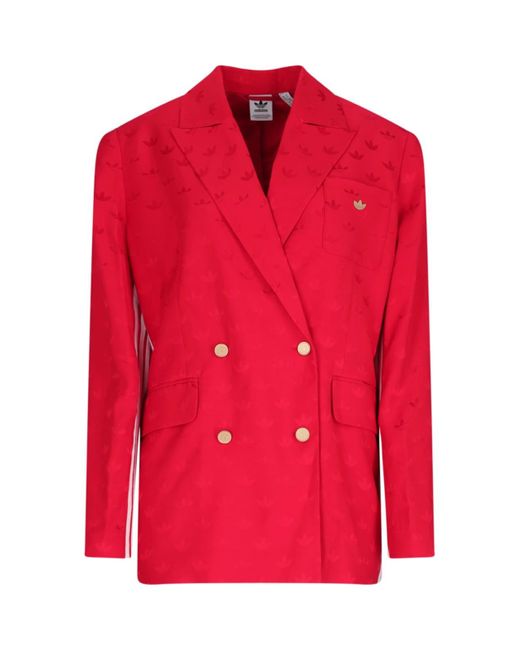 Adidas Red Double-breasted Blazer