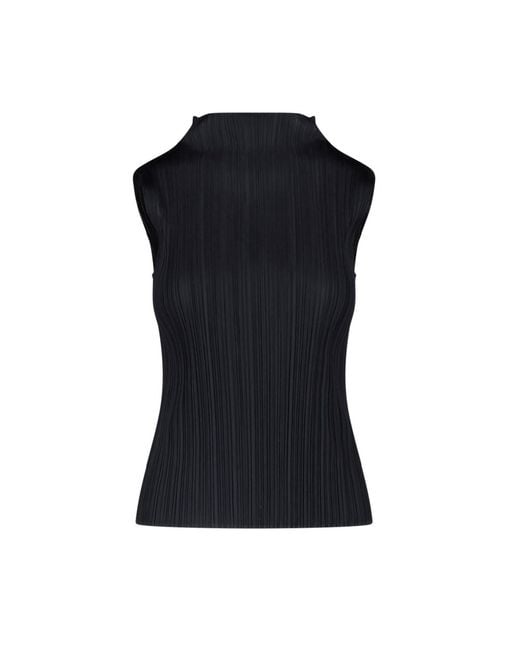 Pleats Please Issey Miyake Black Pleated Tank Top