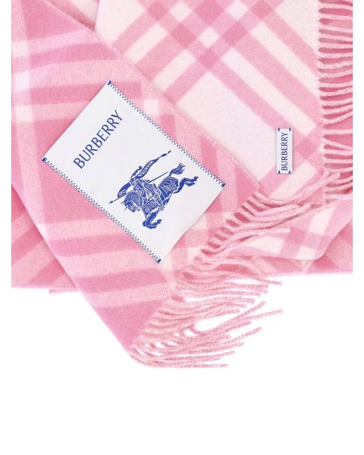 Burberry Pink Cashmere Scarf "Check"