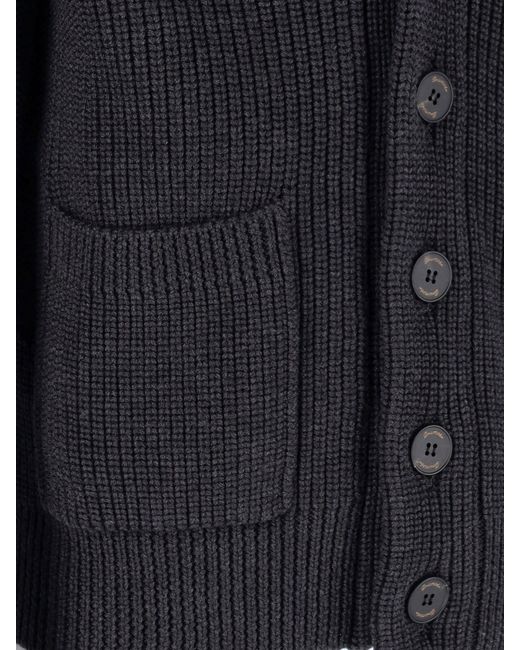 Drumohr Blue Merino Wool Cardigan for men