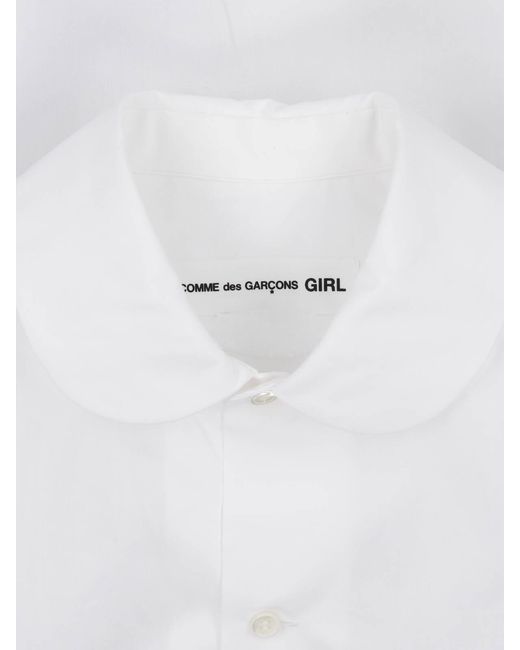 Comme des Garçons White Peter Pan Collar Pleated Shirt