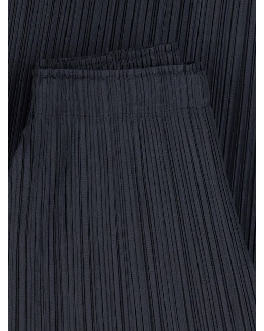 Pleats Please Issey Miyake Blue Pleated Wide-Leg Trousers