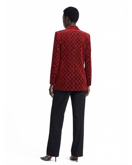 Gucci Red Double Blazer With Gg Crystals