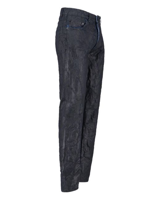 MM6 by Maison Margiela Blue Textured Denim Jeans With Classic Five-Pocket Design for men