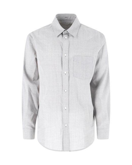 Bottega Veneta Gray Wool Canvas Shirt for men