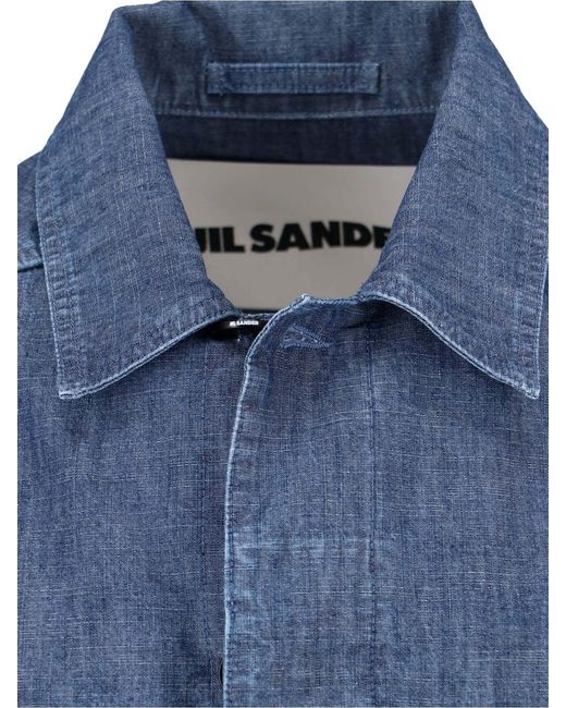 Jil Sander Blue Cotton Chambray Shirt for men