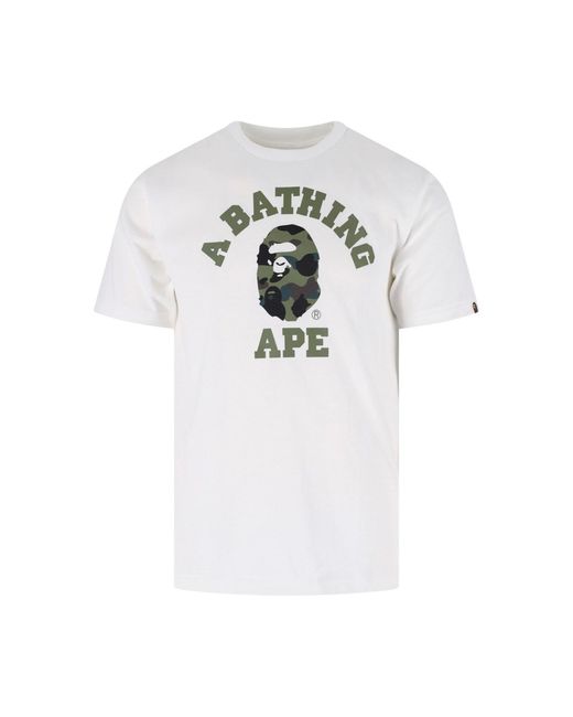 A Bathing Ape White 100% Cotton Graphic T-Shirt for men