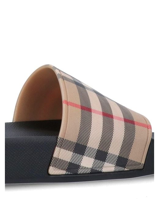 Burberry White Tartan Pattern Slide