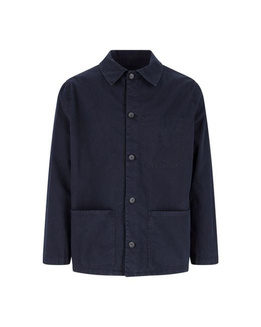 White Sand Blue Button Jacket for men