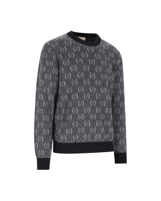 Gucci Gray 'Gg' Jacquard Sweater for men