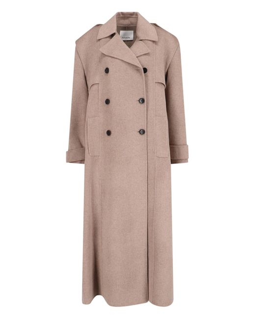 Frankie Shop Natural 'Nikola' Maxi Double-Breasted Trench Coat