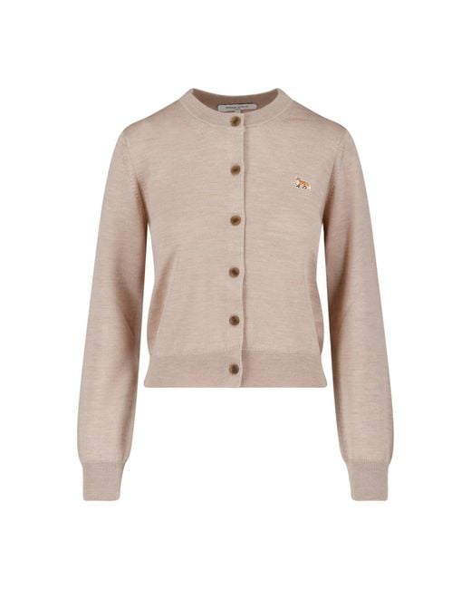 Maison Kitsuné Natural Baby Fox Merino Wool Cardigan