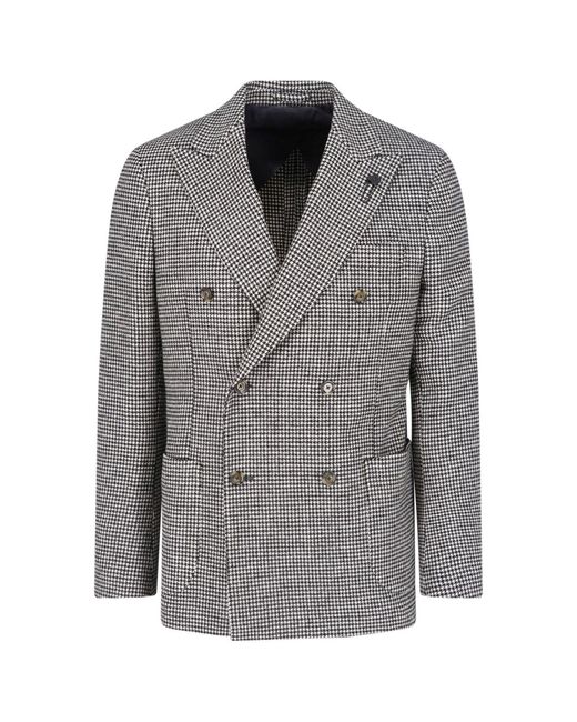 Lardini Gray Double-Breasted Blazer for men