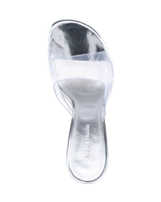 AMINA MUADDI White Pointed Toe Heels With Curved Design