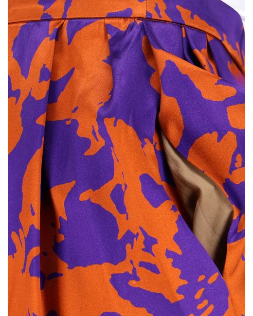 Dries Van Noten Red Flowing Skirt With Smooth Texture