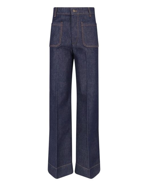 Victoria Beckham Blue Tailored 100% Cotton Denim Jeans
