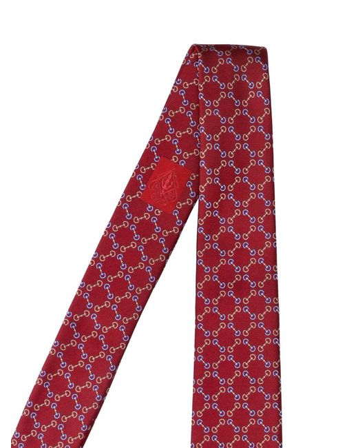 Gucci Red Jacquard Silk Tie With Clamp for men
