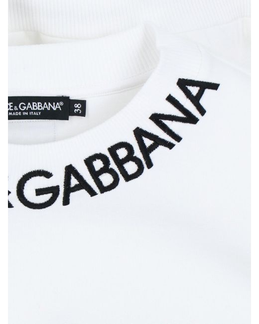 Felpa Girocollo Crop di Dolce & Gabbana in White