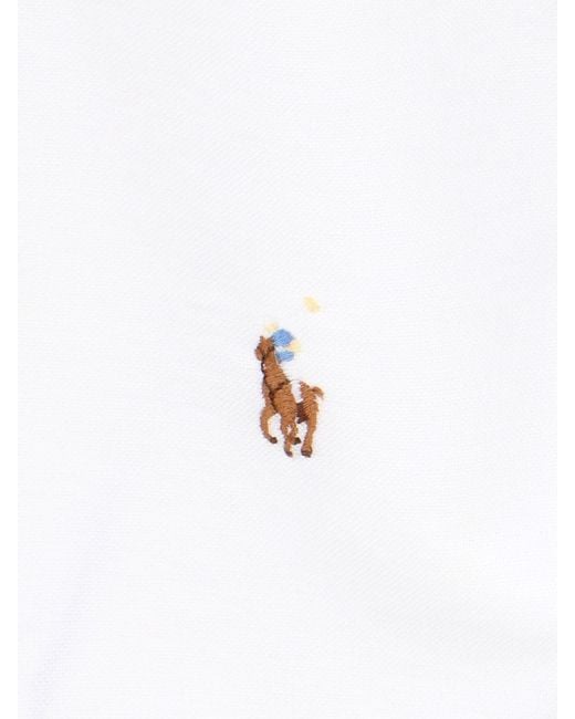 Polo Ralph Lauren White Brand-Embroidered Regular-Fit Cotton Shirt