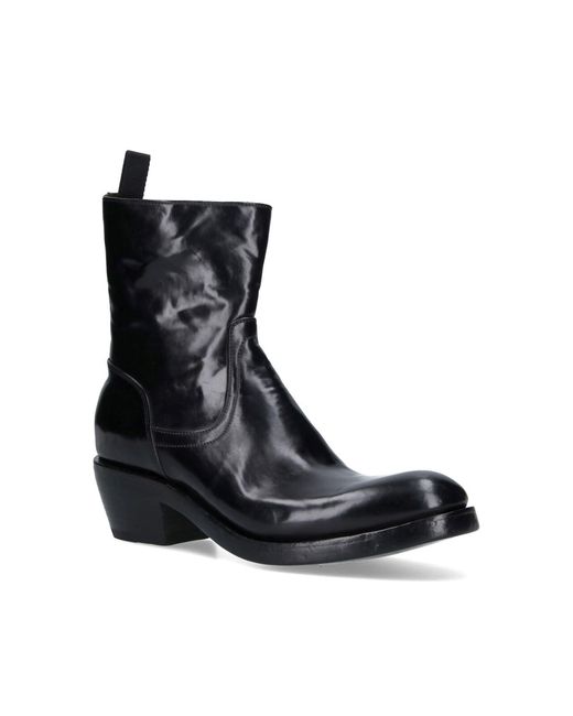 Premiata Black Calf Leather Ankle Boots With Side Zip Closure And Raised Stitching for men