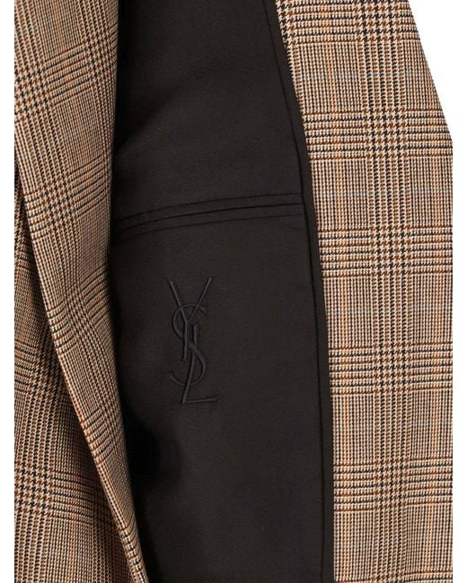 Saint Laurent Natural Double-Breasted Wool Blazer