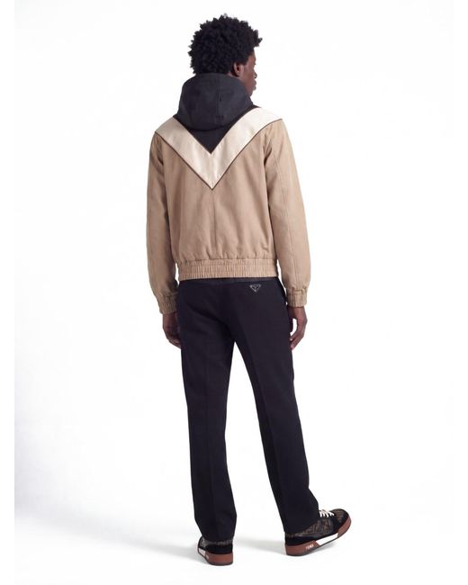 Prada Blue Re-Nylon And Cotton Pants for men
