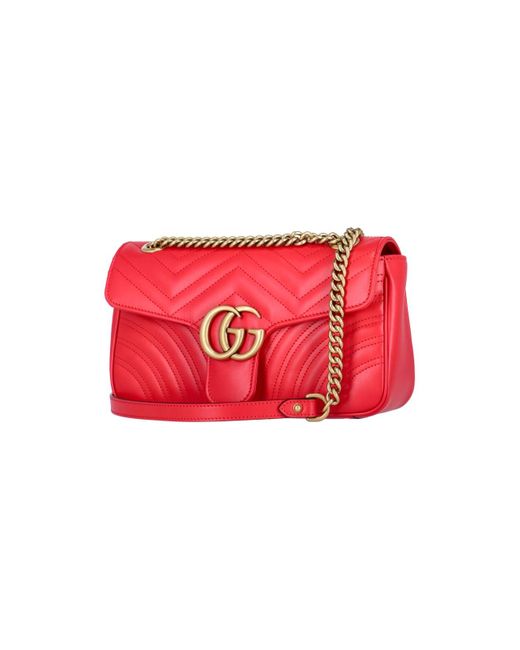 Gucci Red Gg Marmont Small Shoulder Bag