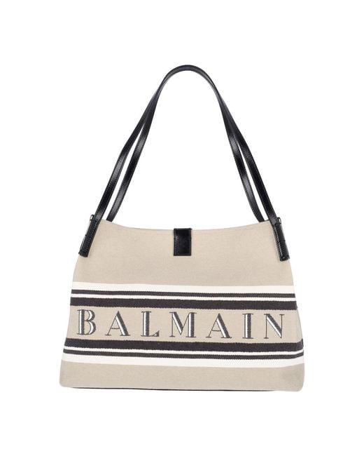 Balmain White Medium Tote Bag Release