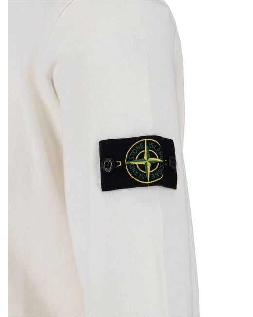 Stone Island White Sweater "510053 Soft" for men