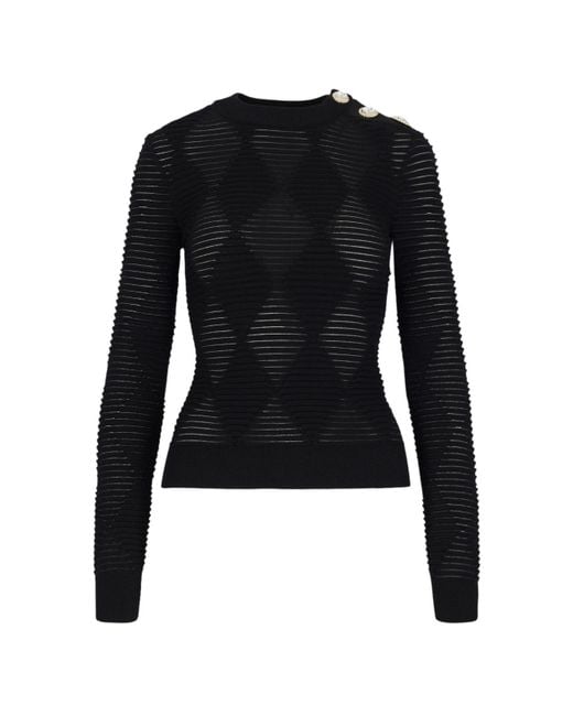 Balmain Black Textured Sweater