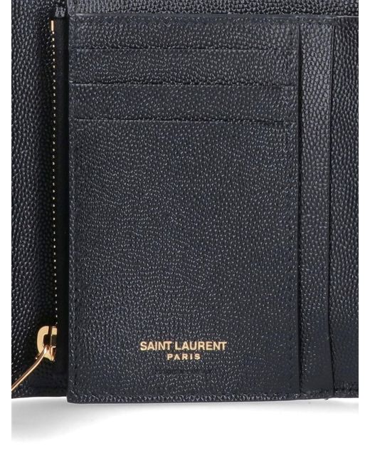 Saint Laurent Gray 'Cassandre' Tri-Fold Wallet