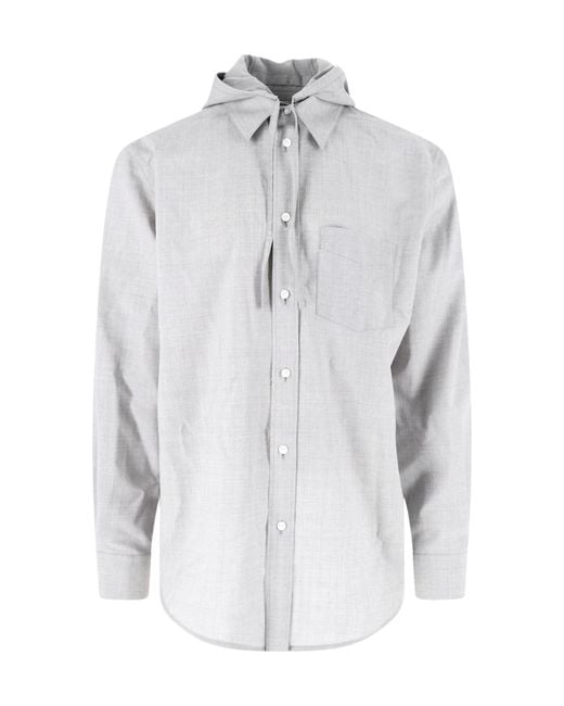 Bottega Veneta Gray Wool Canvas Shirt for men